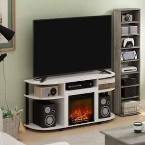 Jensen Open 47.27 in. Freestanding Wood Electric Fireplace TV Stand in Solid White