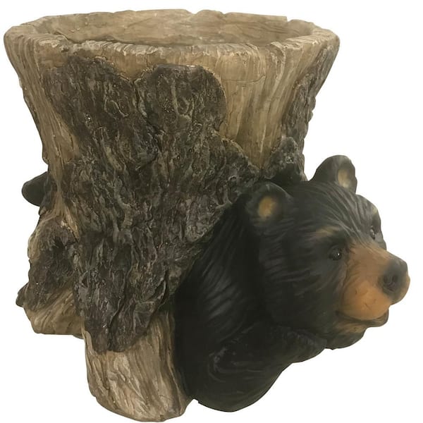 Design House 13.5 in. W x 9 in. L x 9.2 in. W Magnesia Bear in Stump Indoor/Outdoor Planter