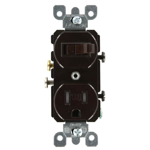 GE home electrical Wall Switch & Outlet Combo, Two-in-One Receptacle, 1  On/Off Toggle Power Switch, 1 Grounded AC Outlet Wall Plug, Single Pole, 3