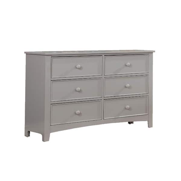 Benjara Gray 6-Drawer 48 in. Wide Dresser Without Mirror