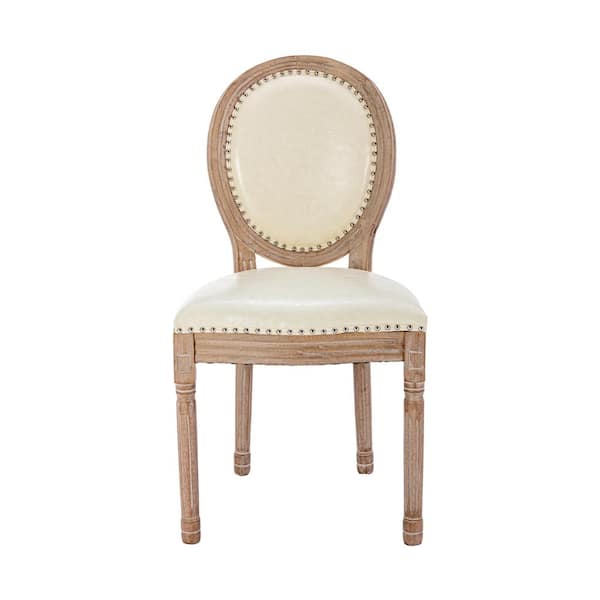 ATHMILE Beige Leather Dining Chairs (Set of 2)