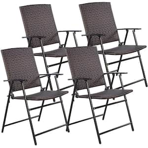 Brown Steel Folding Outdoor Lounge Chair (Set of 4)