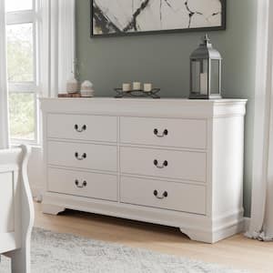 Burkhart White 6 Drawer 58.38 in. W Dresser