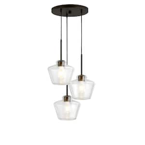Midtown 3-Lights Dark Bronze Pendant Light with Clear Glass Shades