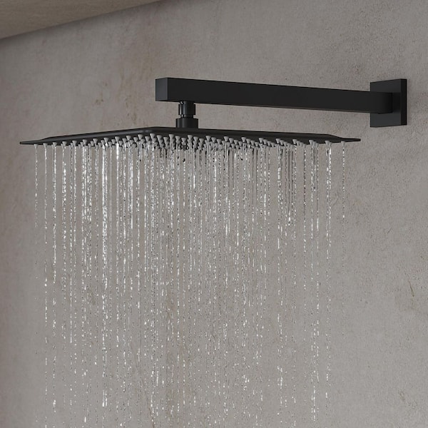 Zenith Rain Wall Mount Triple Handle 5-Spray 12 in. and 6 in. Shower Faucet 2.5 GPM with High Pressure in Matte Black