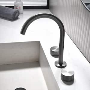 Amii 8 in. Widespread High Arc- Double Handle Bathroom Faucet in Gunmetal Gray