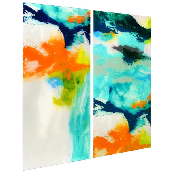 Tidal Abstract' Glass Wall Art Printed on Frameless Free Floating Tempered Glass Panel
