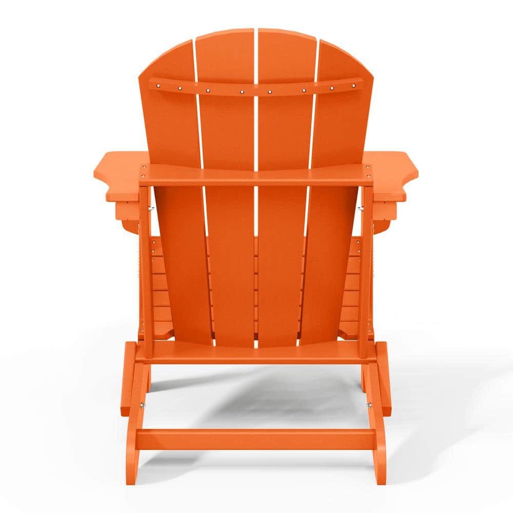 Orange HDPE Folding Adirondack Chairs Set of 2