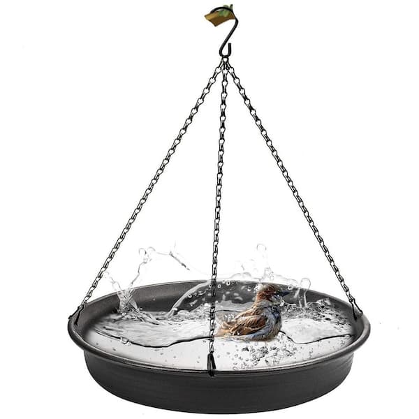 Hanging Bird Bath Feeder Garden BirdBath Tray Wildlife Feeder Plate Water Bowl or Water Bowl for Outdoors(Dark Grey)