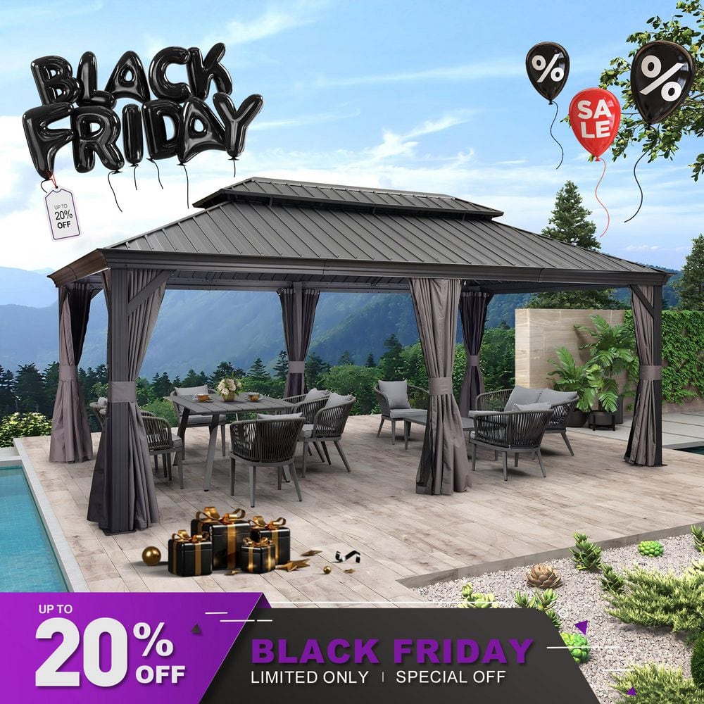PURPLE LEAF 12 ft. x 20 ft. Luxury Patio Outdoor Gazebo for