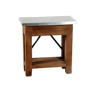 Millwork 22" Wood and Zinc Metal End Table with Shelf