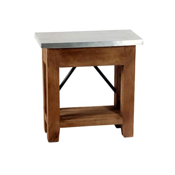 Alaterre Furniture Millwork 22" Wood and Zinc Metal End Table with Shelf