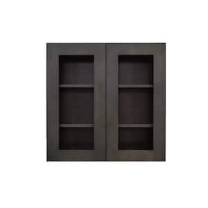 Lancaster Shaker Assembled 24 in. x 30 in. x 12 in. Wall Mullion Door Cabinet with 2 Doors 2 Shelves in Vintage Charcoal