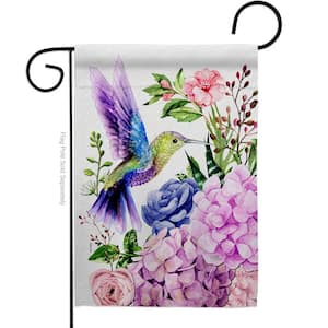 13 in. x 18.5 in. Purple Hummingbird Garden Flag Double-Sided Garden Friends Decorative Vertical Flags