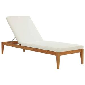 Northlake Natural Grade A Teak Wood Outdoor Chaise Lounge with White Cushions