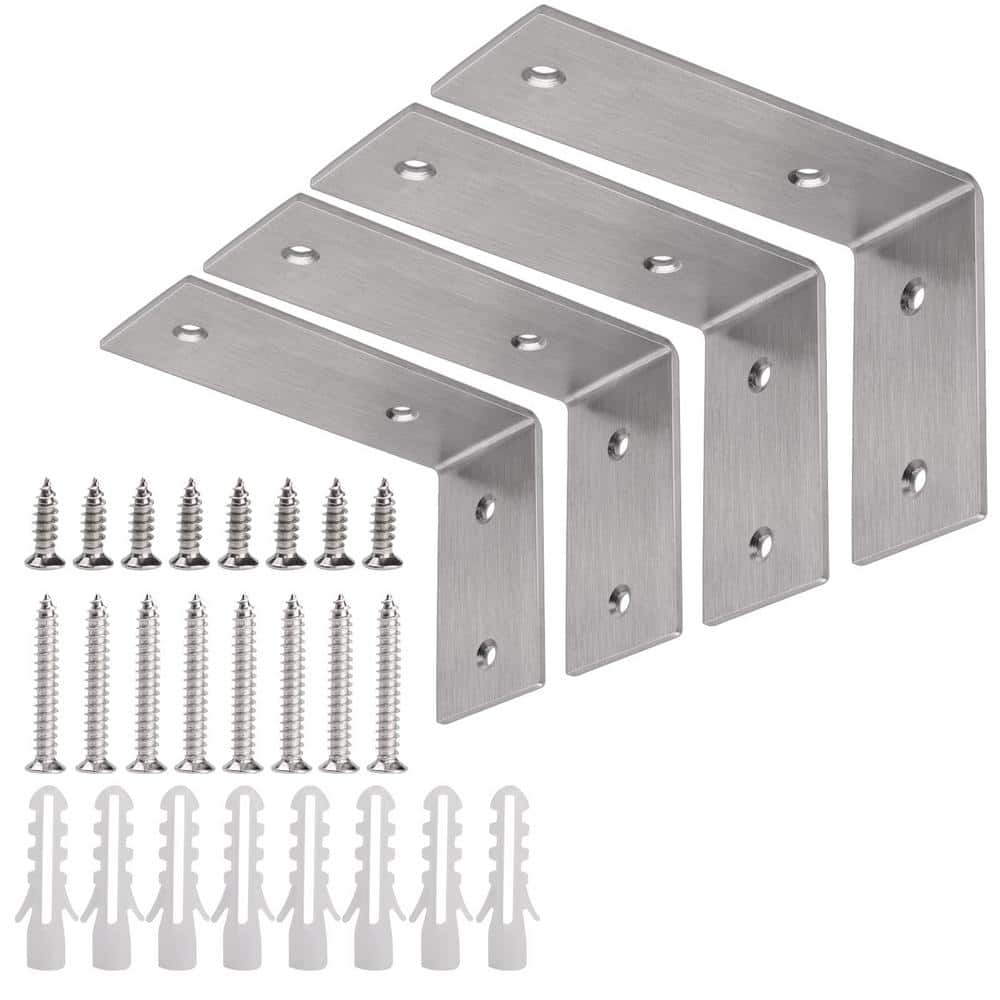 5 in. x 3 in. x 1.8 in. Stainless Steel Shelf Brackets Wall Mounted for Flo