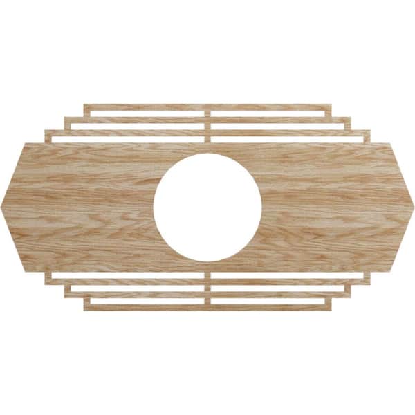 40 in. x 20 in. x 1/4 in. Chrysler Wood Fretwork Pierced Ceiling Medallion, Red Oak