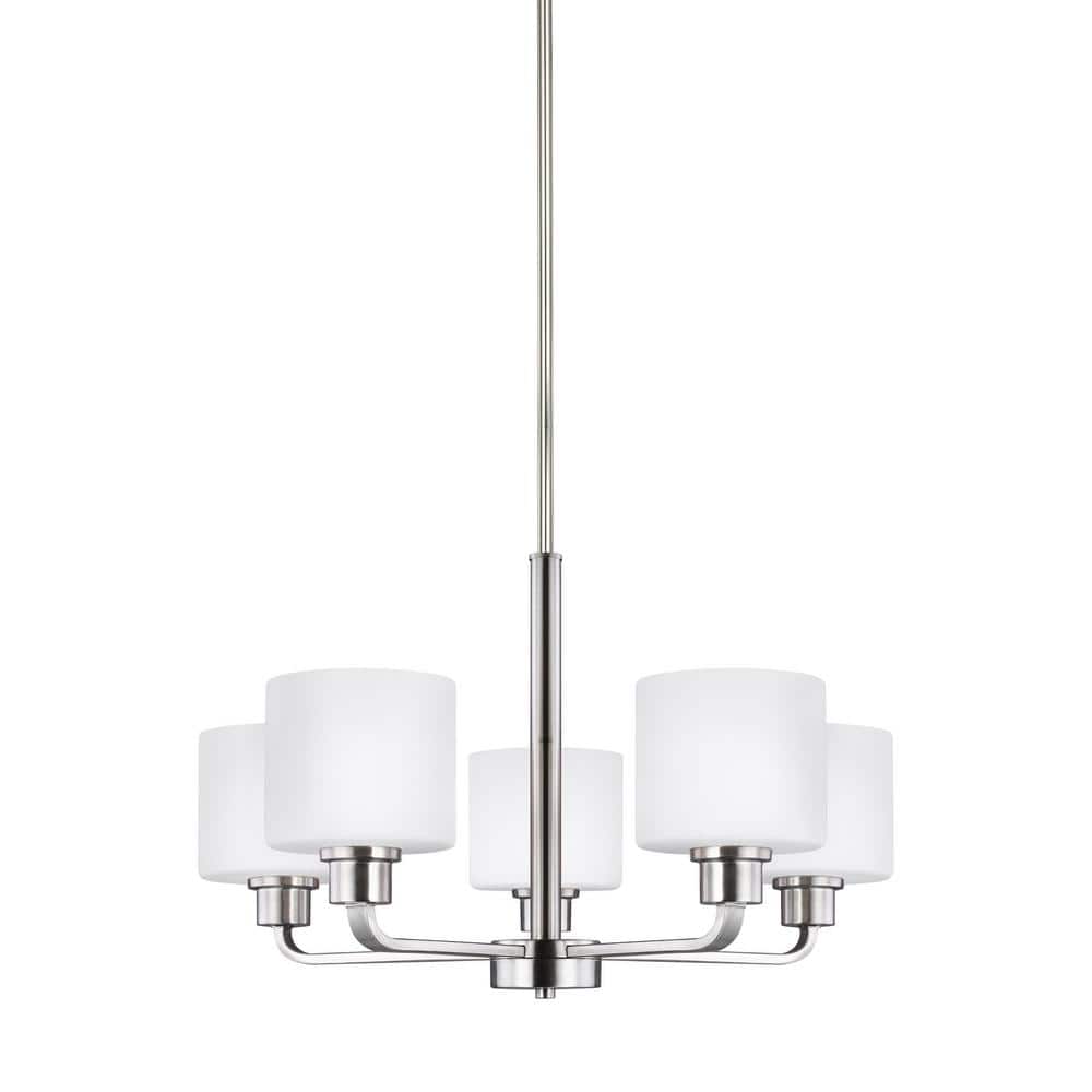 Brushed Nickel Mini Drum 5-Light Chandelier