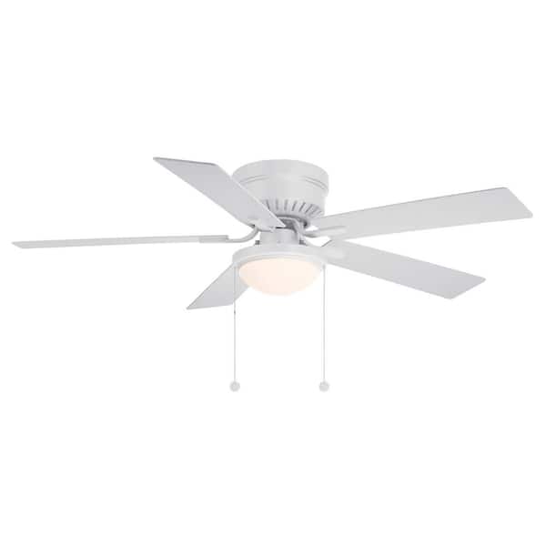 Hampton Bay Hugger II 52 in. Indoor Matte White Low Profile Ceiling Fan with 2 LED Bulbs Included