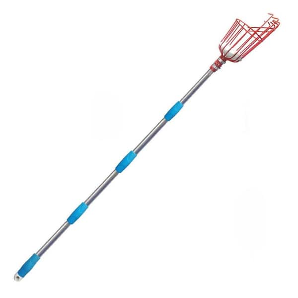 120 in. Steel Blade Tree Pruner Fruit Picker Pole with Basket Telescoping for Mango Orange Lemon Apple, Fruits Catcher