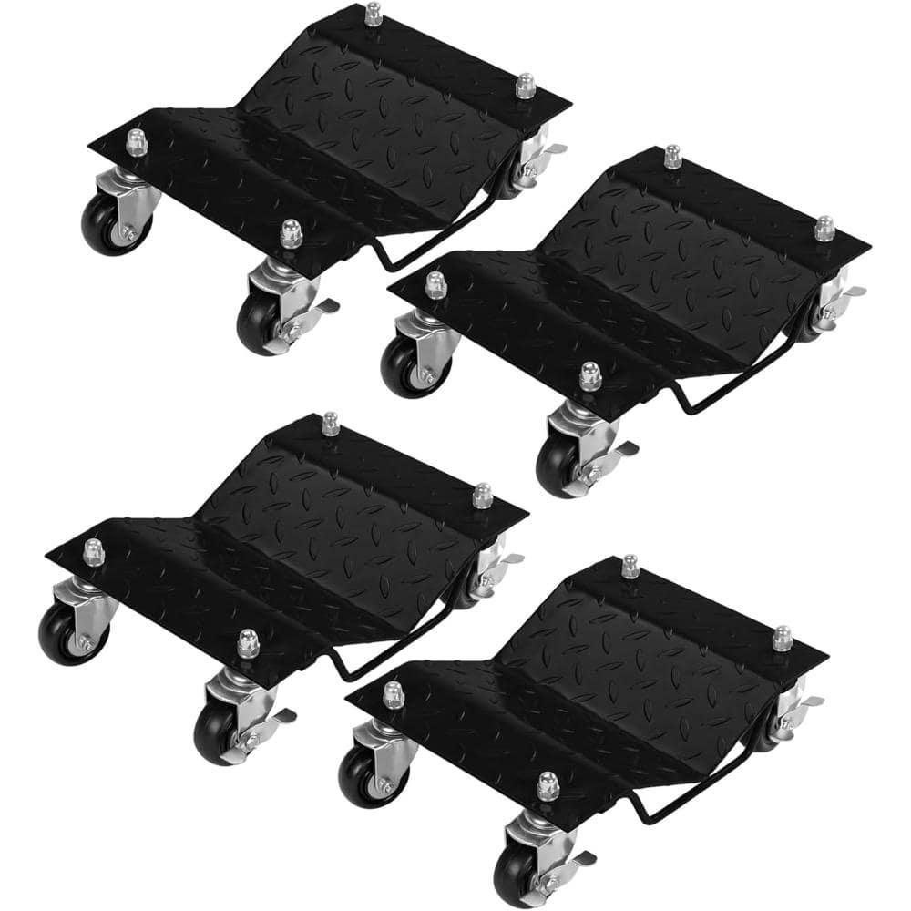 4-Piece Heavy Duty Steel Car Wheel Dolly Set with 6000 lbs Capacity,Swivel Non-Slip Wheels, Brakes for Moving Cars,Truck price history on PriceWatchPro