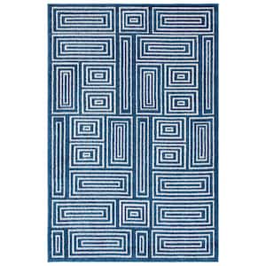 Amherst Navy/Ivory 4 ft. x 6 ft. Geometric Boxes Area Rug