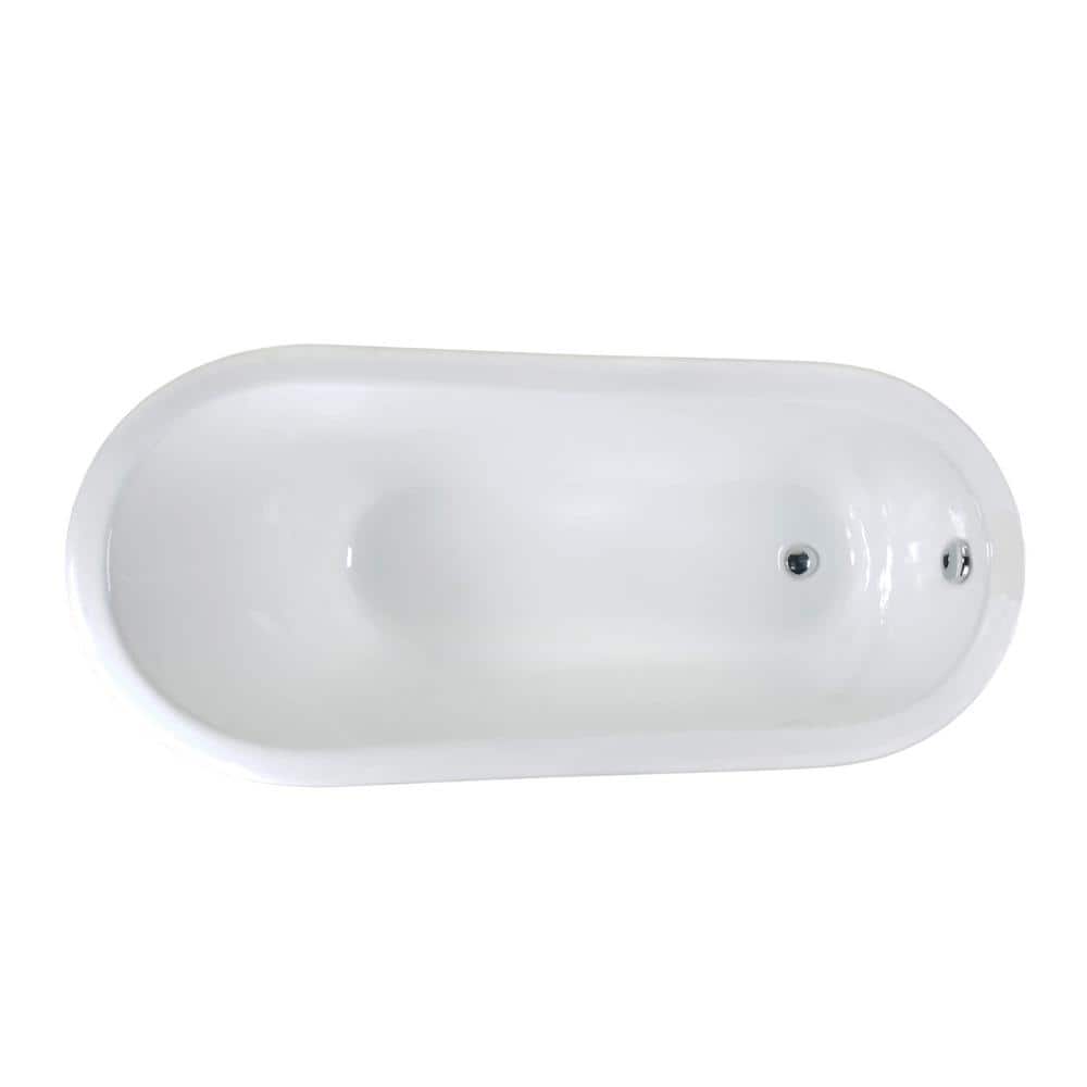 Icarus 67'' White Cast Iron Clawfoot Soaking Bathtub