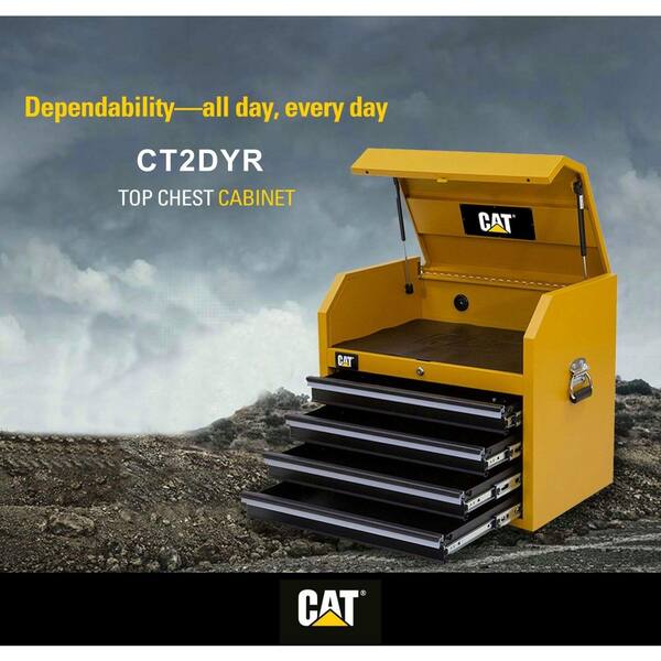 CAT 26 in. W x 18 in. D 4-Drawer Heavy Duty Top Tool Chest with Power Strip