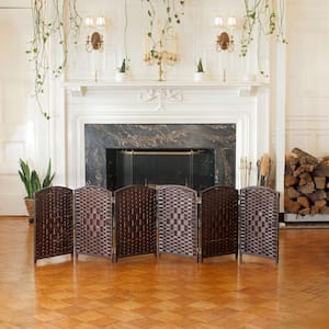 2 ft. Short Diamond Weave Fiber Folding Screen - Dark Mocha - 6 Panel