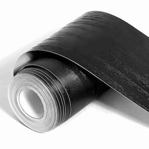 4 in. x 32.6 ft. PVC Waterproof Drywall Wood Grain Wallpaper Border for Bathroom Mirror Wall Decor, Black