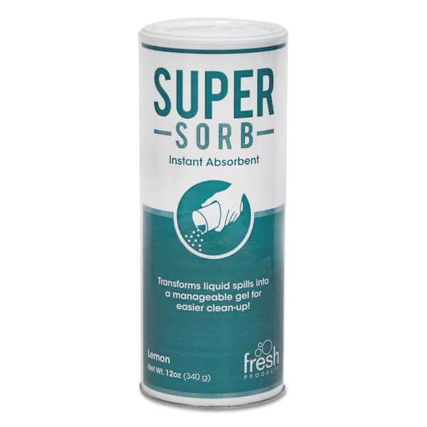 Fresh Products 12 oz. Super-Sorb Liquid Spill Absorbent, Powder, Lemon-Scent Shaker Can (6-Box)