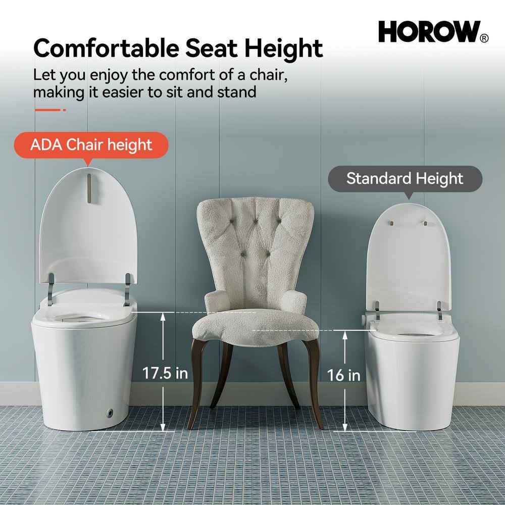 Elongated White Electric Dual Flush Smart Bidet Toilet