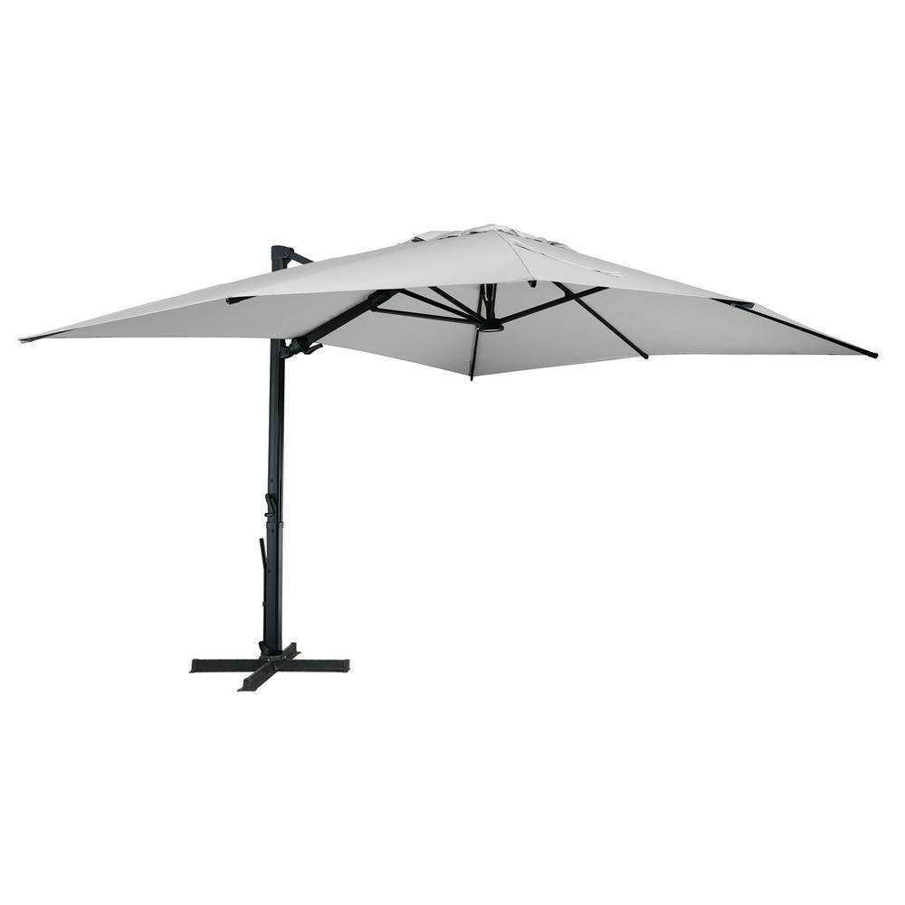 10 ft. x 13 ft. Aluminum LED Cantilever Umbrella Rectangular Crank Market Umbrella Tilt Patio Umbrella in Gray price history on PriceWatchPro