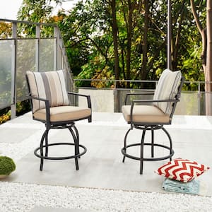 Beige Porch LOKATSE HOME 3 Piece Bar Height Patio Set Outdoor Furniture,2 Bistro Stools and 1 Coffee Table for Yard Garden 
