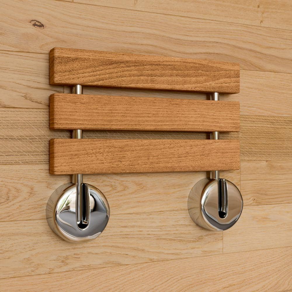 16" Folding Teak Wood Shower Seat with Chrome Finish