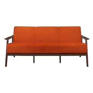 Lonita 73 in. W Straight Arm Velvet Rectangle Sofa in. Orange