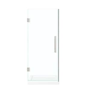 Tampa-Pro 32 in. L x 32 in. W x 75 in. H Alcove Shower Kit w/ Pivot Frameless Shower Door in Satin Nickel and Shower Pan