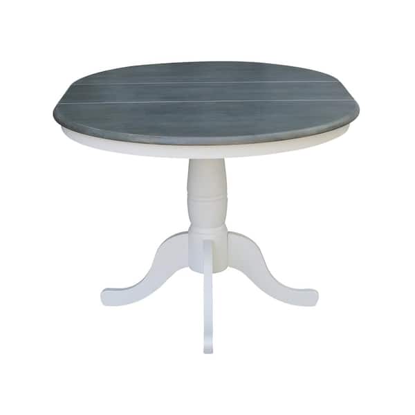 International Concepts White/Heather Gray 36 in. x 48 in. Oval Extent Top Dining Height Pedestal Table