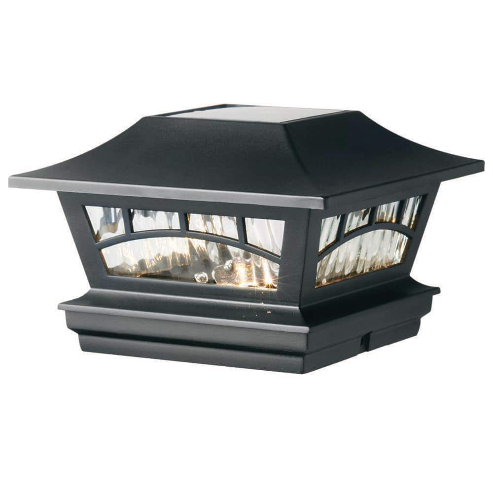 Veranda Solar 4x4 and 6x6 Matte Black Plastic LED Deck Post Cap Light ...