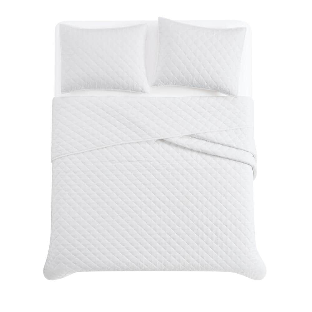 White Full Cotton Quilted Quilt Set