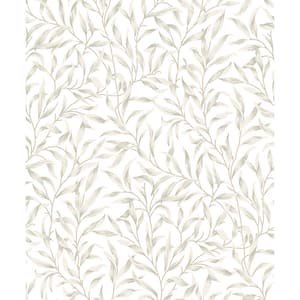 Neutral Willow Trail Pre-Pasted Paper Wallpaper Roll (57.5 sq. ft.)