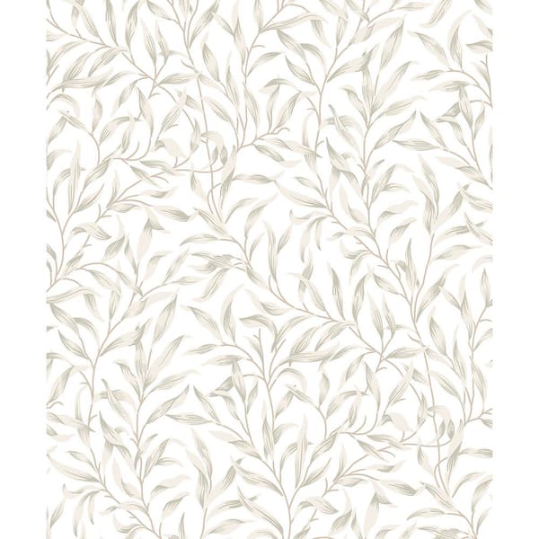 Seabrook Designs Neutral Willow Trail Pre-Pasted Paper Wallpaper Roll (57.5 sq. ft.)