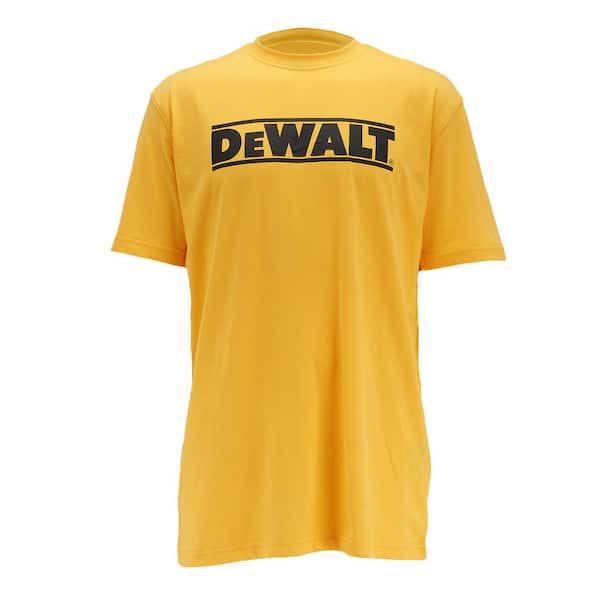 Men's Large Yellow Cotton Polyester Short Sleeve Tee Shirt with Logo