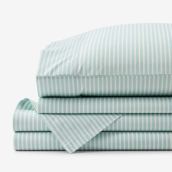 The Company Store Company Cotton Mariel Stripes Sea Blue Cotton Percale Twin XL Sheet Set