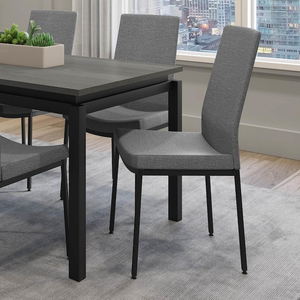 Amisco Torres Grey Woven Fabric/Black Metal Dining Chair