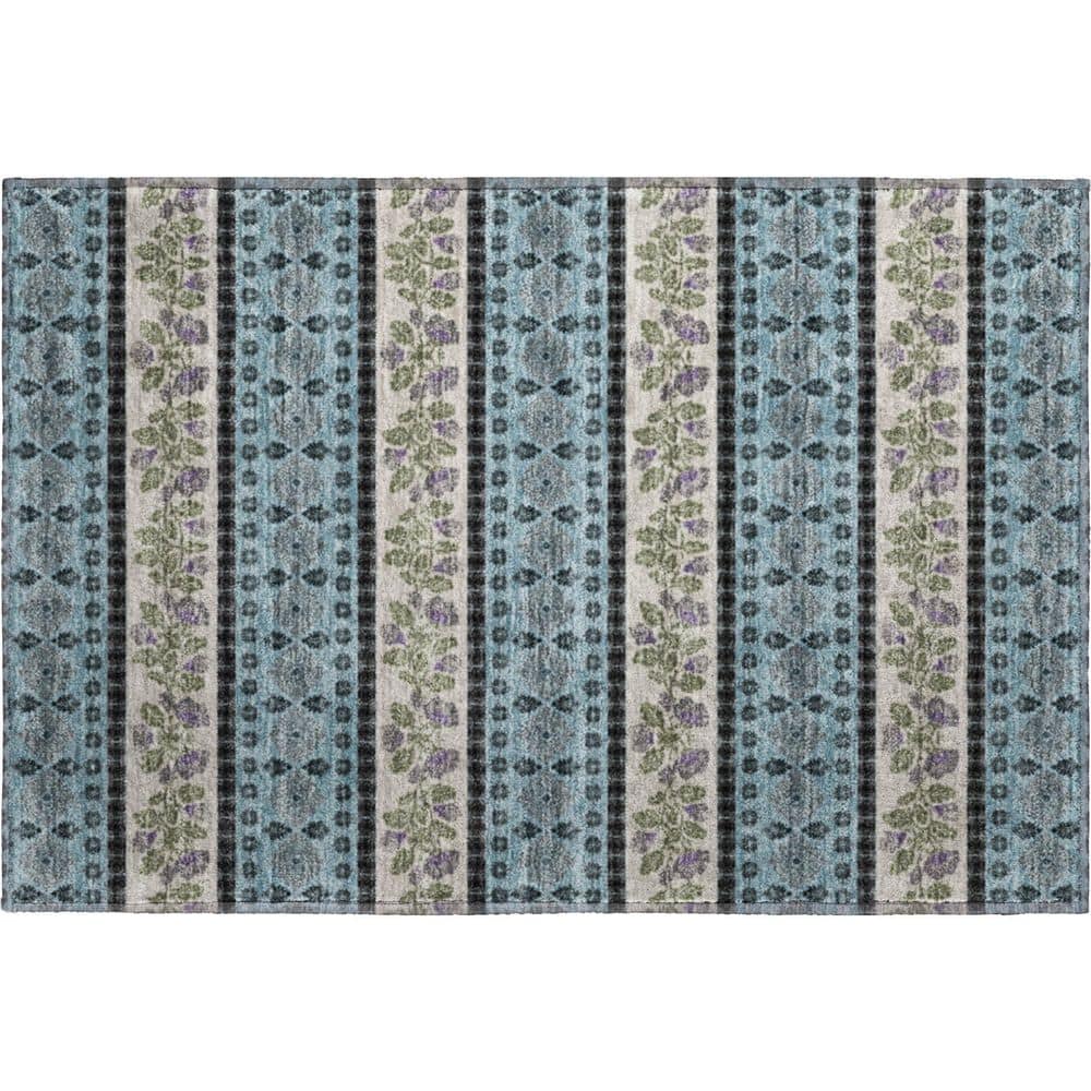 Mayfield Premium Machine Washable Abstract AMF2465 Aqua 3 ft. x 4 ft. Area Rug price history on PriceWatchPro
