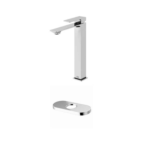 Dunn Single Handle Single-Hole Bathroom Vessel Faucet with 5.5 in. Deck Plate in Chrome (2-Piece Set)
