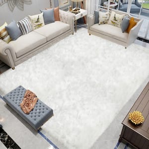 Sheepskin Faux Furry White Cozy Rugs 8 ft. x 10 ft. Area Rug