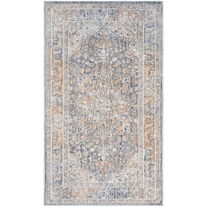 Timeless Classics Ivory Blue 3 ft. x 4 ft. Center medallion Traditional Area Rug