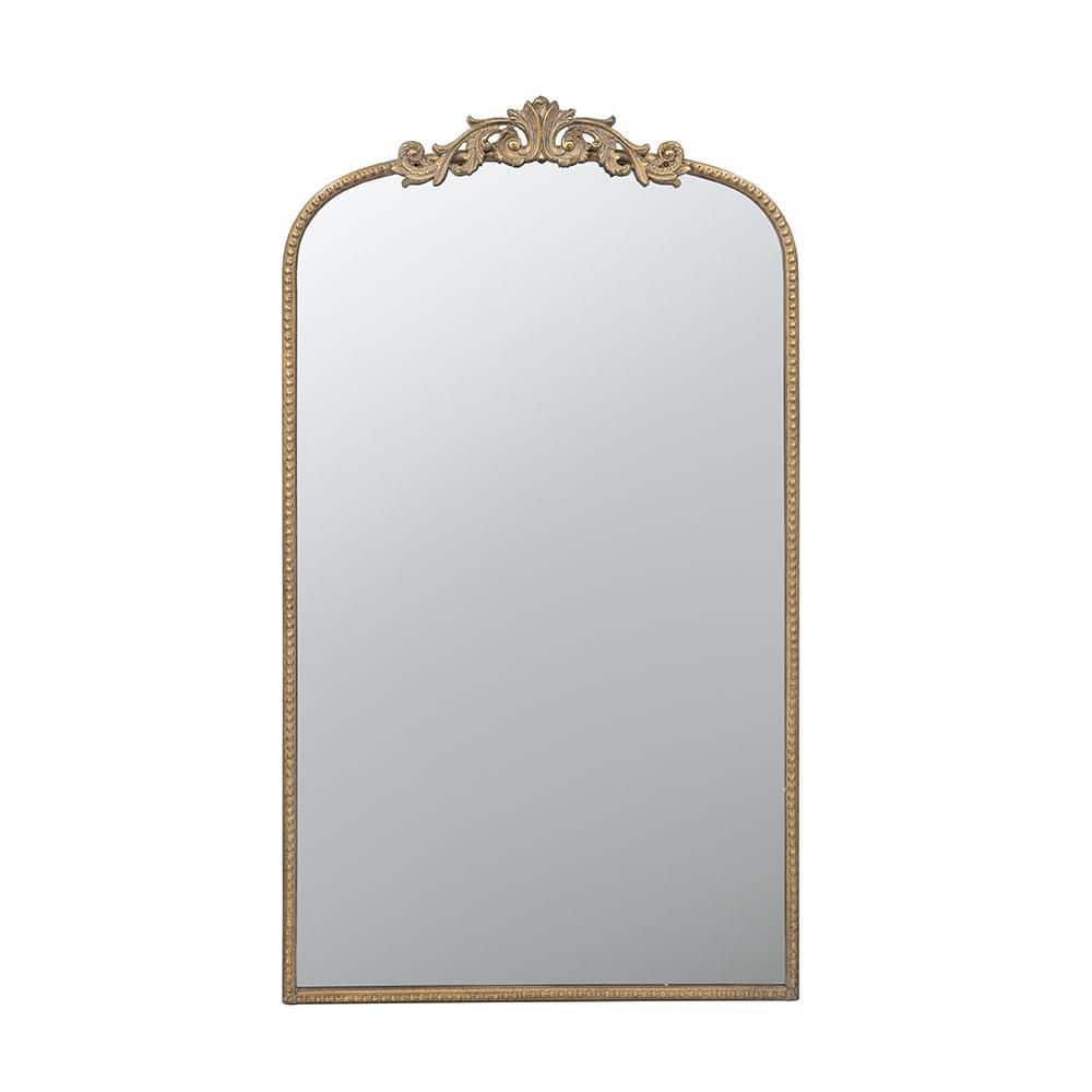 Gold 24 in W x 42 in. H Mid Century Arch MDF Framed Mirror Wall Mirror Wall